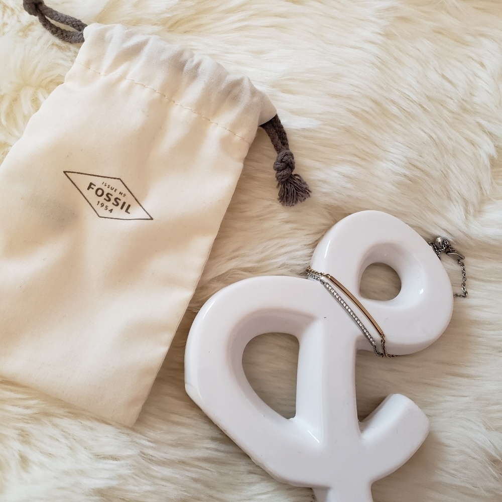 Fossil Two Tone Goldsilver Drawstring Bar Bracelet - image 1